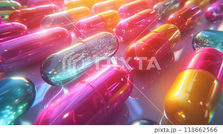 Colorful capsules in close-up view. 118662566