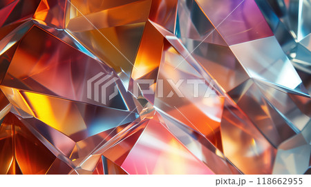 Sparkling geometric crystal facets in vivid colors. 118662955
