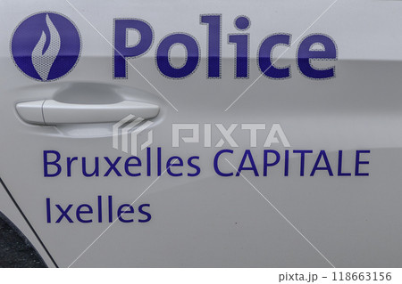 Belgium, Brussels, Brussels area police, capital Ixelles.Police car. 118663156