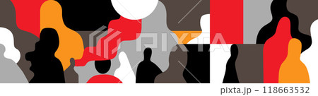 People abstract silhouettes social issues multicolor vector background 118663532