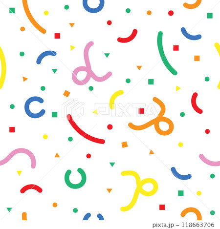 Vector Simple childish scribble backdrop. Colorful line doodle seamless pattern. Creative minimalist style art background for children Vector Simple childish scribble backdrop. Colorful line doodle seamless pattern. Creative minimalist style art background for children 118663706