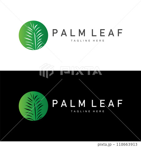 Palm Leaf Logo, Green Plant Design Vector Illustration Template Palm Leaf Logo, Green Plant Design Vector Illustration Template 118663913