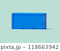 A pristine, blue maritime cargo container, isolated on a white background. Its smooth surface and vibrant color showcase the modern design and functionality of these essential tools for global trade 118663942