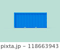 A blue maritime cargo shipping container, isolated against a white background. Its smooth surface and vibrant color showcase the modern design and efficiency of international shipping. 118663943