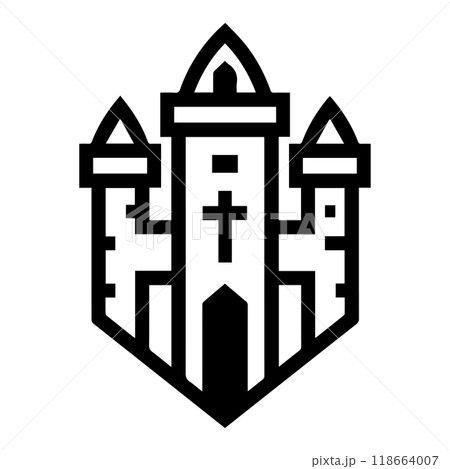 siege icon or modern line symbol. Vector line art and icon design with bold outline. Black and white Pixel Perfect minimalistic symbol isolated white background. Silhouette simple thin sign 118664007