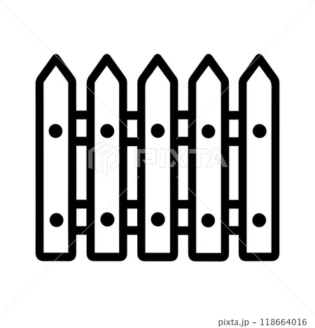 fence icon or modern line symbol. Vector line art and icon design with bold outline. Black and white Pixel Perfect minimalistic symbol isolated white background. Silhouette simple thin sign fence icon or modern line symbol. Vector line art and icon design with bold outline. Black and white Pixel Perfect minimalistic symbol isolated white background. Silhouette simple thin sign 118664016