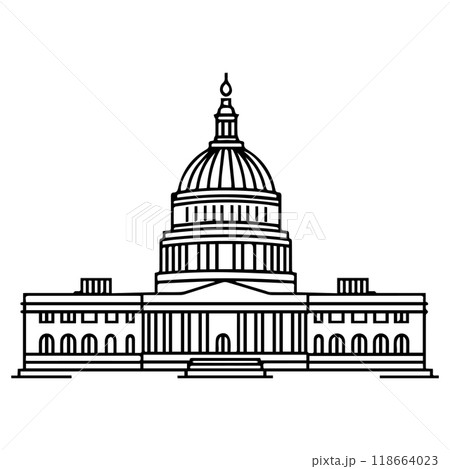 congress icon or modern line symbol. Vector line art and icon design with bold outline. Black and white Pixel Perfect minimalistic symbol isolated white background. Silhouette simple thin sign congress icon or modern line symbol. Vector line art and icon design with bold outline. Black and white Pixel Perfect minimalistic symbol isolated white background. Silhouette simple thin sign 118664023