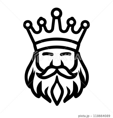 king icon or modern line symbol. Vector line art and icon design with bold outline. Black and white Pixel Perfect minimalistic symbol isolated white background. Silhouette simple thin sign 118664089