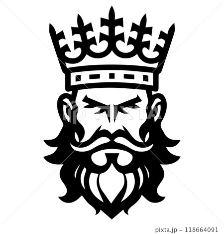 king icon or modern line symbol. Vector line art and icon design with bold outline. Black and white Pixel Perfect minimalistic symbol isolated white background. Silhouette simple thin sign 118664091