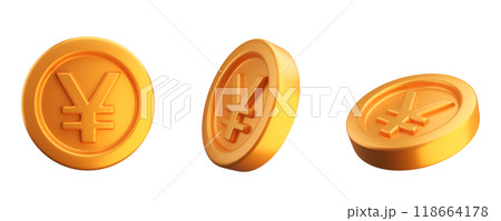 3D gold yen coins set 118664178