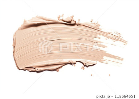 Sample of foundation for face. Smear of makeup samples. Tonal cream isolated on white background 118664651