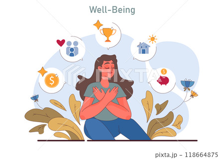 Positive psychology. Positive thinking and...のイラスト素材 [118664875] - PIXTA