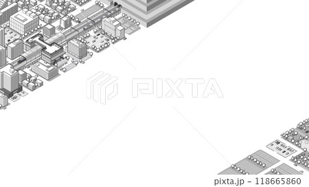 俯瞰から見た立体の街並みベクターイラスト 118665860