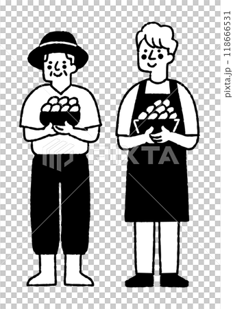 Two male poultry farmers holding eggs_2 118666531