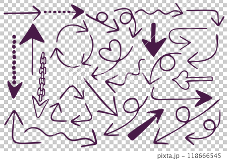 手書きの色々な種類の矢印のイラストセット 118666545
