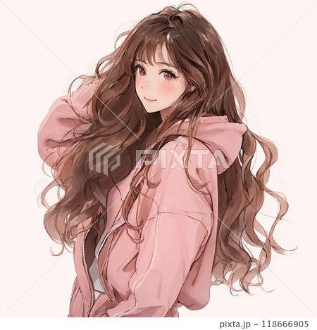 ピンクのパーカーを着た美女「AI生成画像」 ピンクのパーカーを着た美女「AI生成画像」 118666905