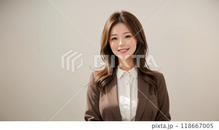 働く日本人女性　スーツ　受付嬢「AI生成画像」 118667005