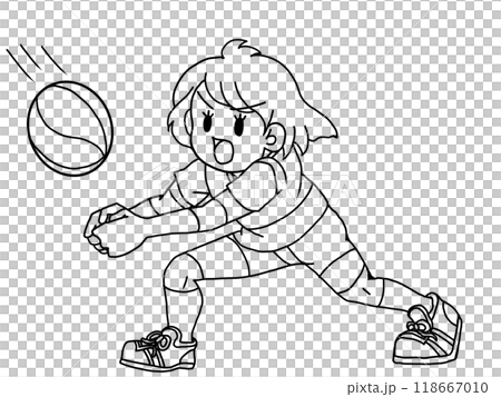 バレーボール　レシーブ線画 118667010