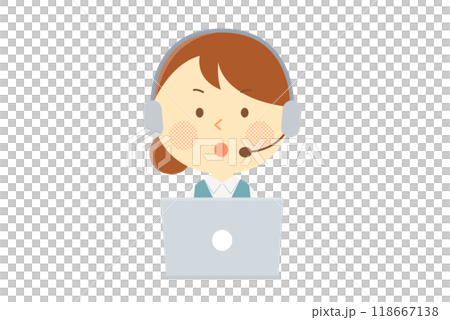 A female operator with a serious expression in front of a computer A female operator with a serious expression in front of a computer 118667138