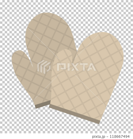 稱為連指手套的手套形隔熱墊的插圖 118667494