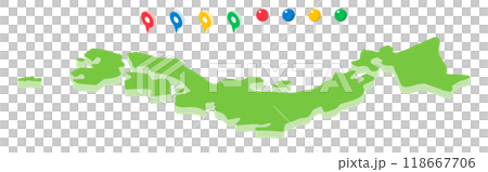 等距地圖（日本）和別針 118667706