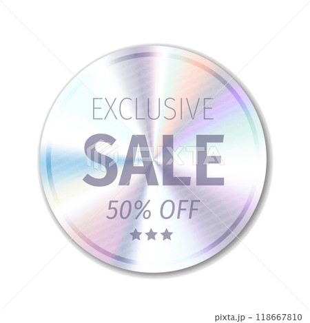 Hologram Sticker. Vector Sale Label with holographic texture.Silver round, square product quality guarantee badge, original official seal. Realistic holograms Hologram Sticker. Vector Sale Label with holographic texture.Silver round, square product quality guarantee badge, original official seal. Realistic holograms 118667810