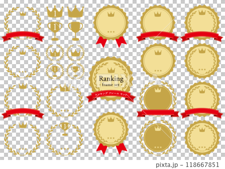 一組與排名相關的桂冠的框架插圖 118667851