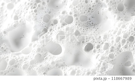 たくさんの細かい白い泡のクローズアップ 118667989