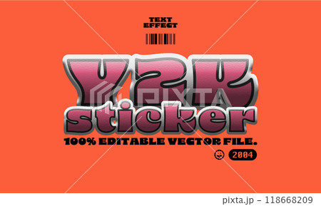 Y2K風テキストエフェクト。グラフィックスタイル 118668209