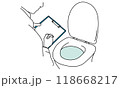 トイレの水回りのチェックをする作業員のシンプルイラスト 118668217