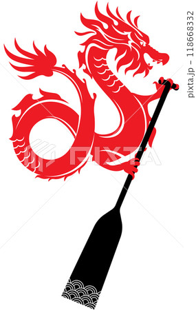 Dragon holding the Oar, Dragon boat racing vector illustration 118668332