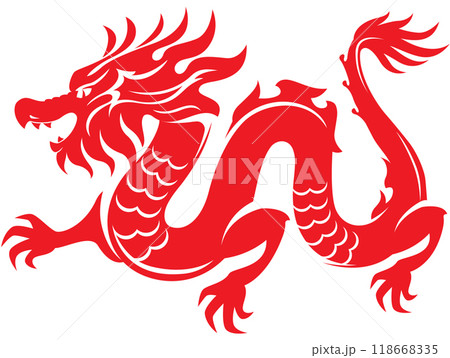Dragon vector illustration in red Dragon vector illustration in red 118668335