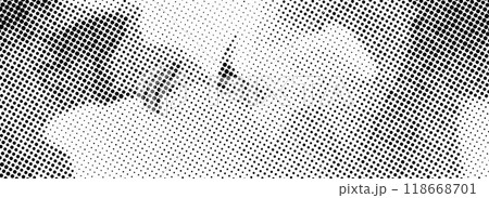 Grainy dotted distorted halftone texture. Messy pixel grain bitmap background. Distressed grunge wavy gradient pattern. Retro raster grit noise backdrop. Vector abstract cartoon overlay wallpaper 118668701