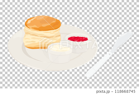 A plate of scones, jam and clotted cream 118668745