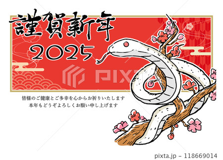 2025年　巳年の年賀状イラスト 118669014