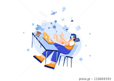 Boy studying using VR tech Boy studying using VR tech 118669393