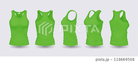 Green women tank tops with design template illustration set 118669508