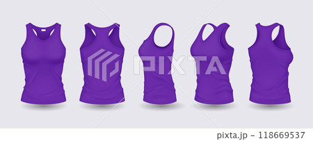 Purple women tank tops with design template illustration set Purple women tank tops with design template illustration set 118669537