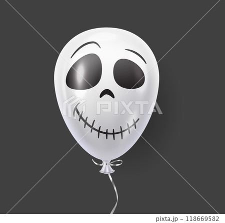 Balloon with spooky skull face realistic vector illustration 118669582