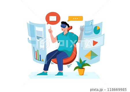 Boy studying using VR tech Boy studying using VR tech 118669985