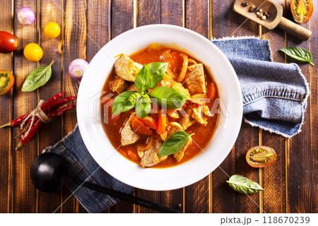 baked meat with tomato sauce 118670239