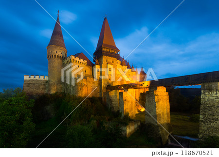 Image of Corvin Castle on the sunset Image of Corvin Castle on the sunset 118670521