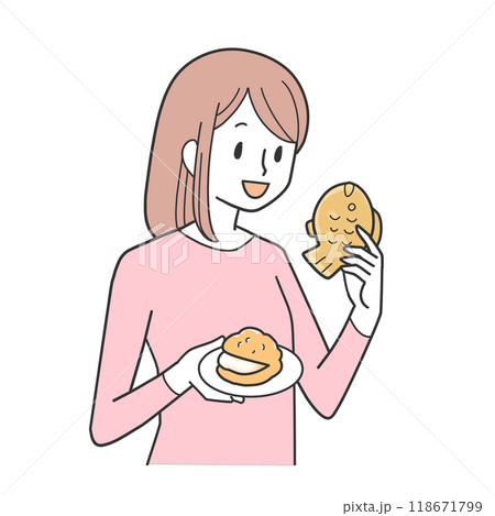 おやつを食べる女性 おやつを食べる女性 118671799