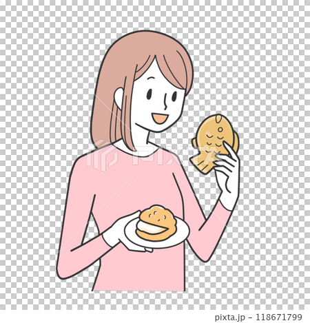 おやつを食べる女性 おやつを食べる女性 118671799