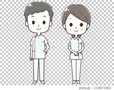 男性和女性護士的全身插圖 118671802