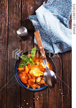 Vegetable stew with meat and spice 118671872
