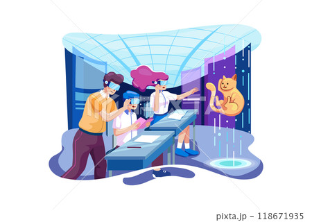 Students wearing VR glass 118671935