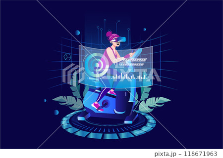 VR Sports Illustration concept. Flat illustration isolated on white background VR Sports Illustration concept. Flat illustration isolated on white background 118671963