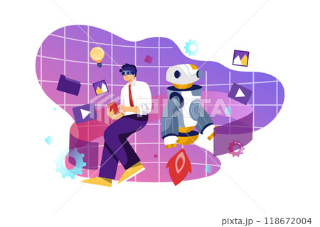 Businessman use data of robots on a smartphone to control business network connection and data exchange Businessman use data of robots on a smartphone to control business network connection and data exchange 118672004