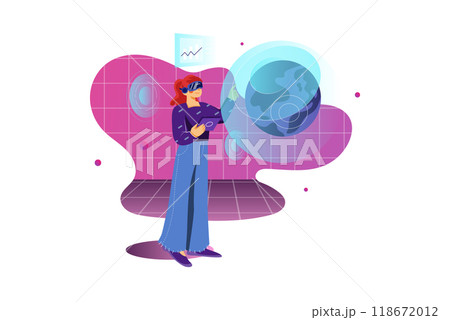 Metaverse technology future concept. VR virtual digital reality cyber metaverse simulation Innovation connection global blockchain experiences network. 118672012